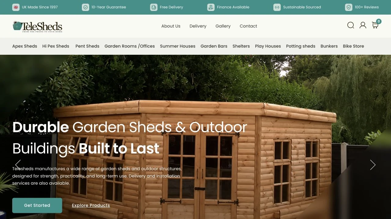 Homepage preview of Telesheds